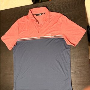 Travis Mathew Coral and Navy Polo Shirt